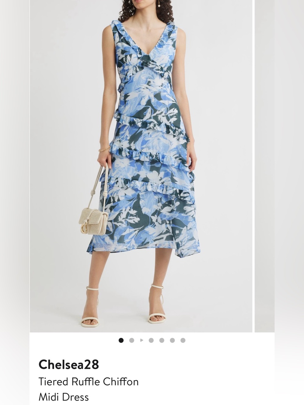 Chelsea28 Blue Floral Tiered Midi Skirt size M new